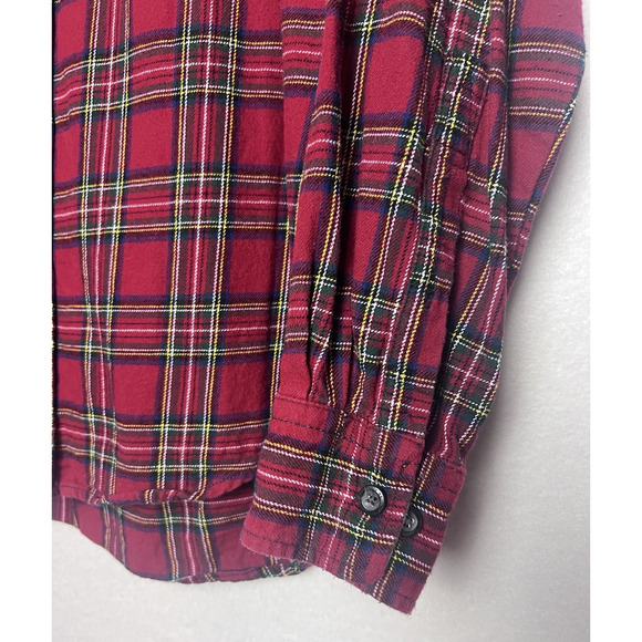 Eddie Bauer Men's Checkered Red Flannel Long Sleeve Shirt Size Large Button Up - Picture 2 of 9